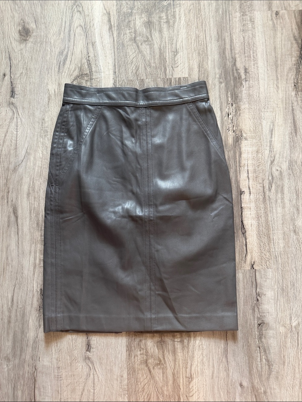Ann Taylor Dark Gray Faux Leather Pencil Skirt